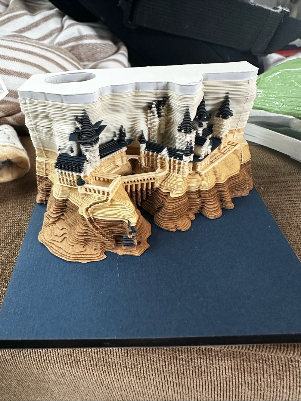 Harry Potter paper castle with display case that lights up